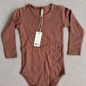Rust Long Sleeve Quincy Mae organic Kids One Piece